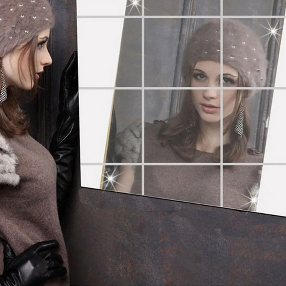 16 шт./компл. зеркальные настенные наклейки 3D наклейки|Наклейки на стену| |