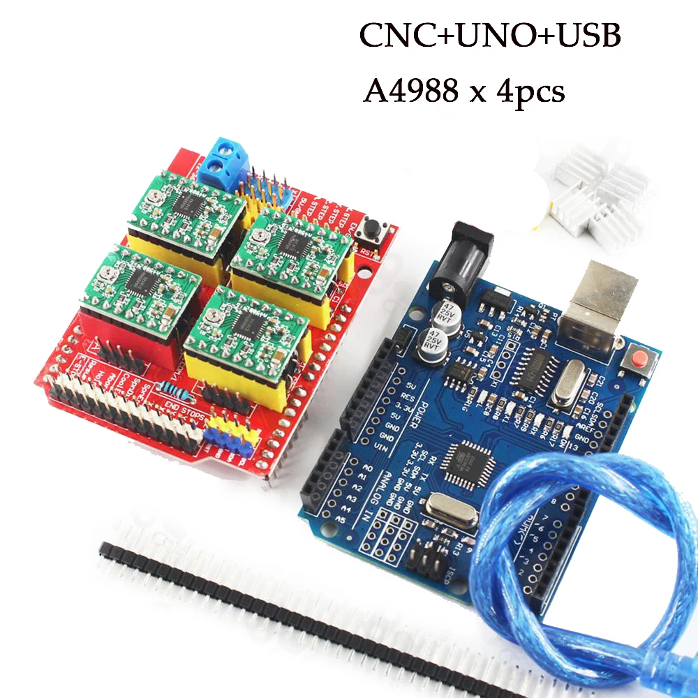 CNC shield V3 3D Printer UNO R3 with USB 30CM cable 4pcs A4988 driver expansion board for cnc v3 engraving machine | Компьютеры и офис