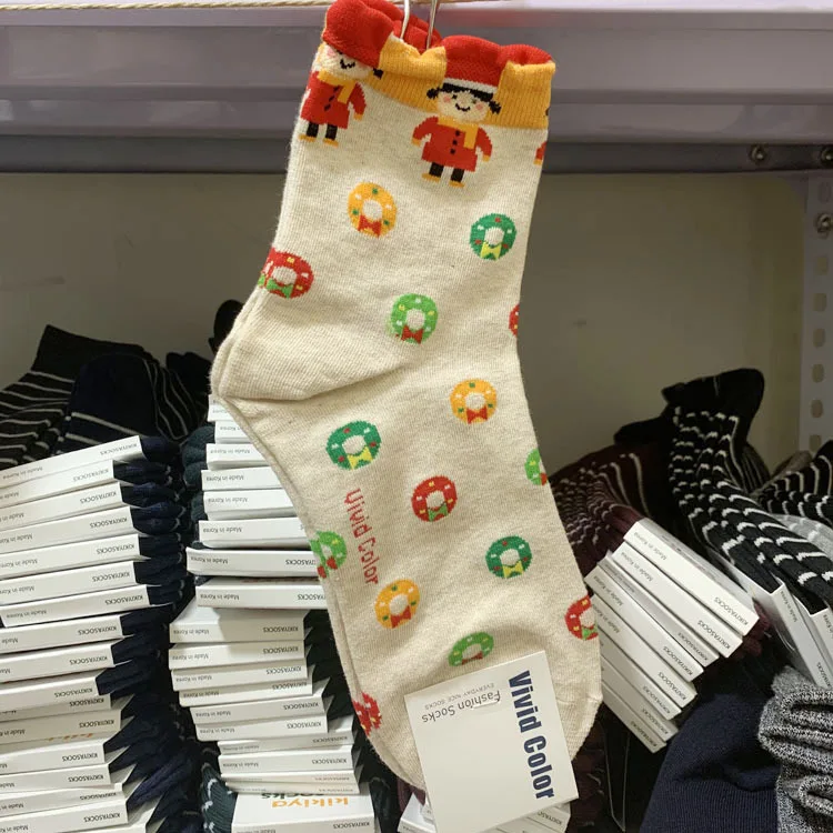 Рождественские хлопковые носки для мужчин и женщин с мультяшными животными, хлопковые свободные носки, качественные мягкие носки, Осень-зима, модные SA-8 - Цвет: Серый, черный цвет