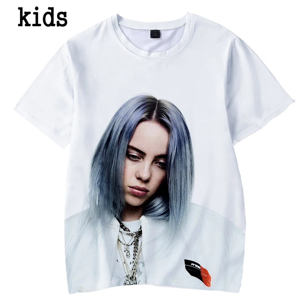 Лидер продаж, Детская футболка Billie Eilish дышащая футболка с 3D принтом Billie Eilish для взрослых и детей Лидер продаж, топ, 110-4XL