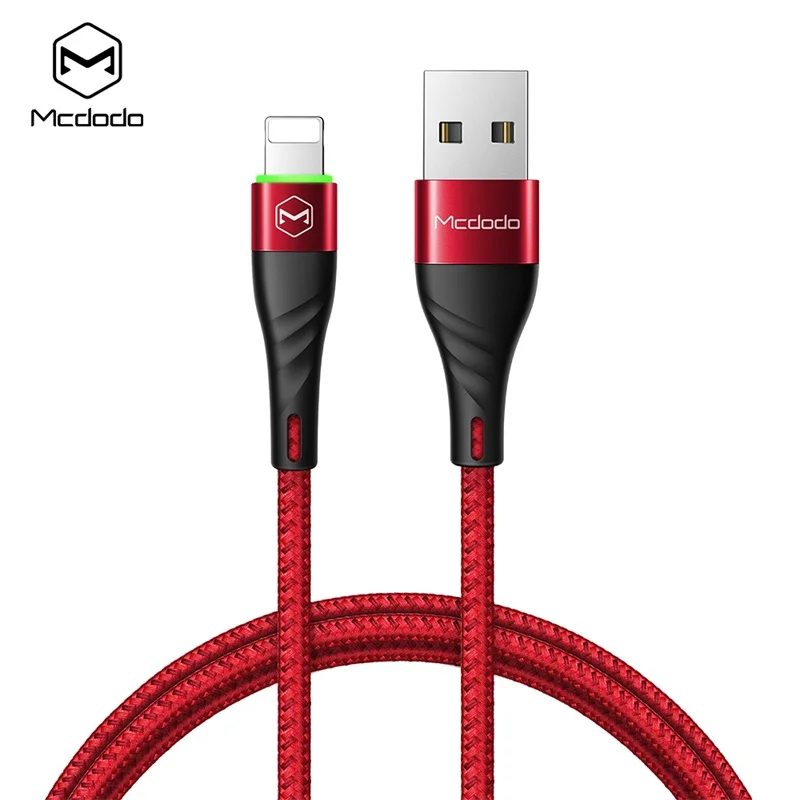 Mcdodo For usb lightning cable 1m 2m 2A fast charging data Mobile phone charger cable for iPhone xs xr x 8 7 6s plus 5s ipad led - Цвет: Красный