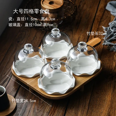 Ceramic Covered Glass Bowl Bakeware Pudding Cup Separated Fruit Plate Creative Snack Plate Snack Snack Candy Dish - Цвет: Шампанское