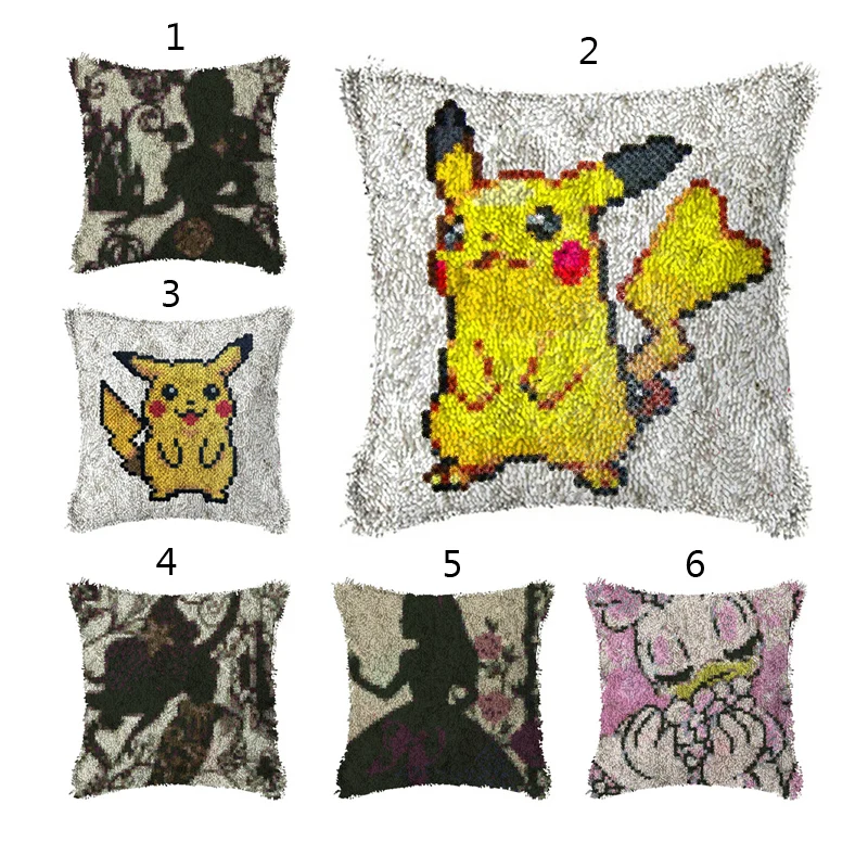 

Latch Hook Pikachu Cushion Cushion Cover Pattern Pillow Case Crochet Art & Crafts Acrylic Home Decor Embroidery Sofa Bed