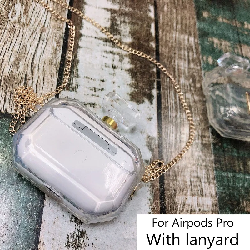 With lanyard Силиконовый чехол в виде флакона духов для airpods Pro, чехол для наушников, защитная крышка, Bluetooth, беспроводные наушники в виде ракушки, зарядная коробка, чехол - Цвет: With lanyard