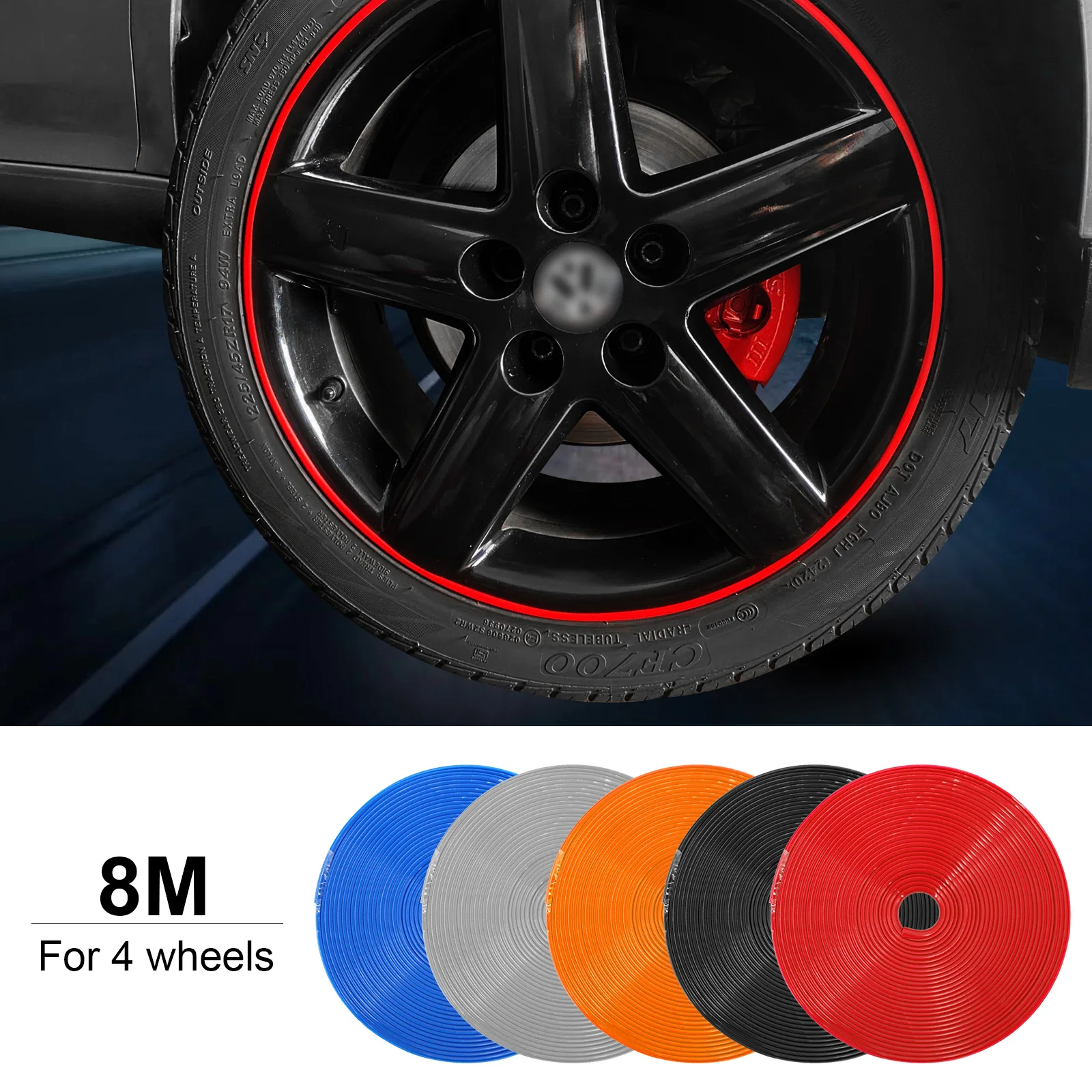 8MCarWheelRimProtectorDecorStripRubberTireGuardLineRim