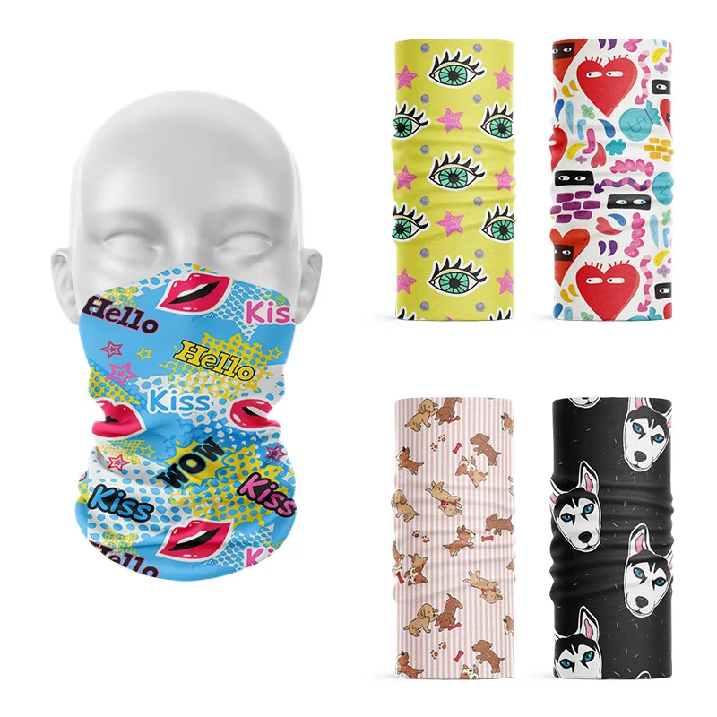 Novelty Cute Cartoon Headscarf Creative Animal Pattern Bandana Elastic Neck Gaiter Magic Sports Tubular Face Dustproof Kerchief