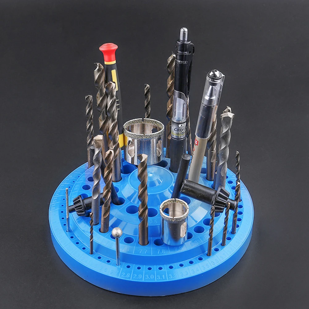 Round Shape Plastic Drill Bit Storage Case Drill Bits Empty Storage Box Stand Blue Hole Bore Organizer Manicure Accessories tool storage box parts storage box plastic tool box storage organizer box