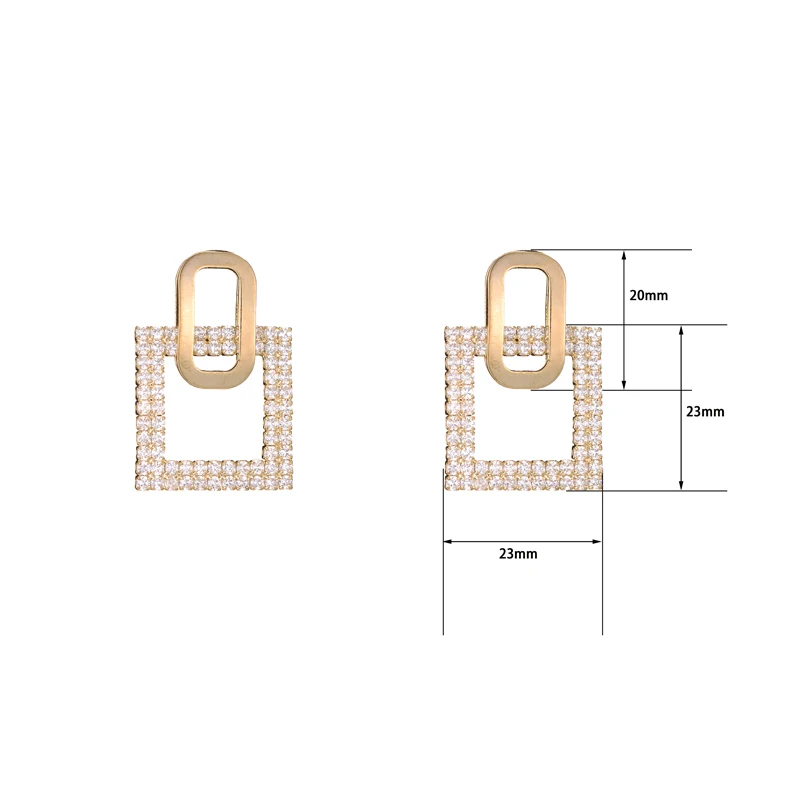 2021 New Rhinestone Hoop Earrings Female Light Luxury Temperament Alloy Earrings Fashion Golden Earrings For Women Cute Party - Image 4