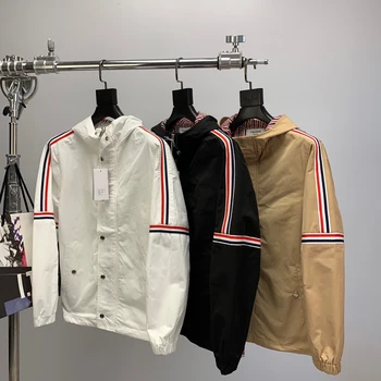 

2020 Fashion TB THOM Brand Windbreaker Spring Autumn Men's Coat Hooded Outdoor Jackets Casual Jacket Men Solid Clothes