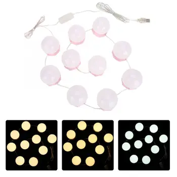 

10 Bulbs Makeup Mirror Vanity LED Light Dimmable Bulb Light String Adjustable Warm Cold Tones Mirror Kit For Dressing Table c