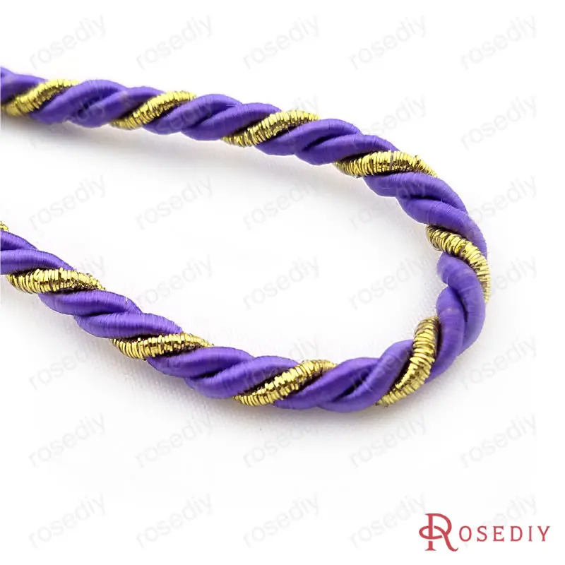 2 Purple 1 Gold 5 м диаметр 5 мм 8 мм сатин полиэстер три нити витых шнуров Веревка Diy фурнитура Аксессуары(FP1009 - Цвет: 2 Purple 1 Gold