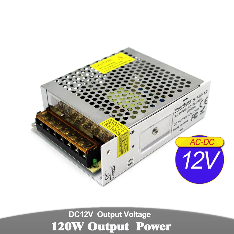 

Power Supply DC12V 10A 120W Led Driver Transformers AC100-240V to DC 12V SMPS For CCTV Strip Modules Light Monitor