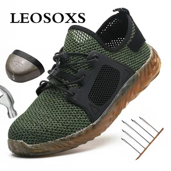 

Leoxose Indestructible Shoes with Steel Toe Cap Puncture-Proof Lightweight Sneakers Safety Boots Men Safety Work Shoes