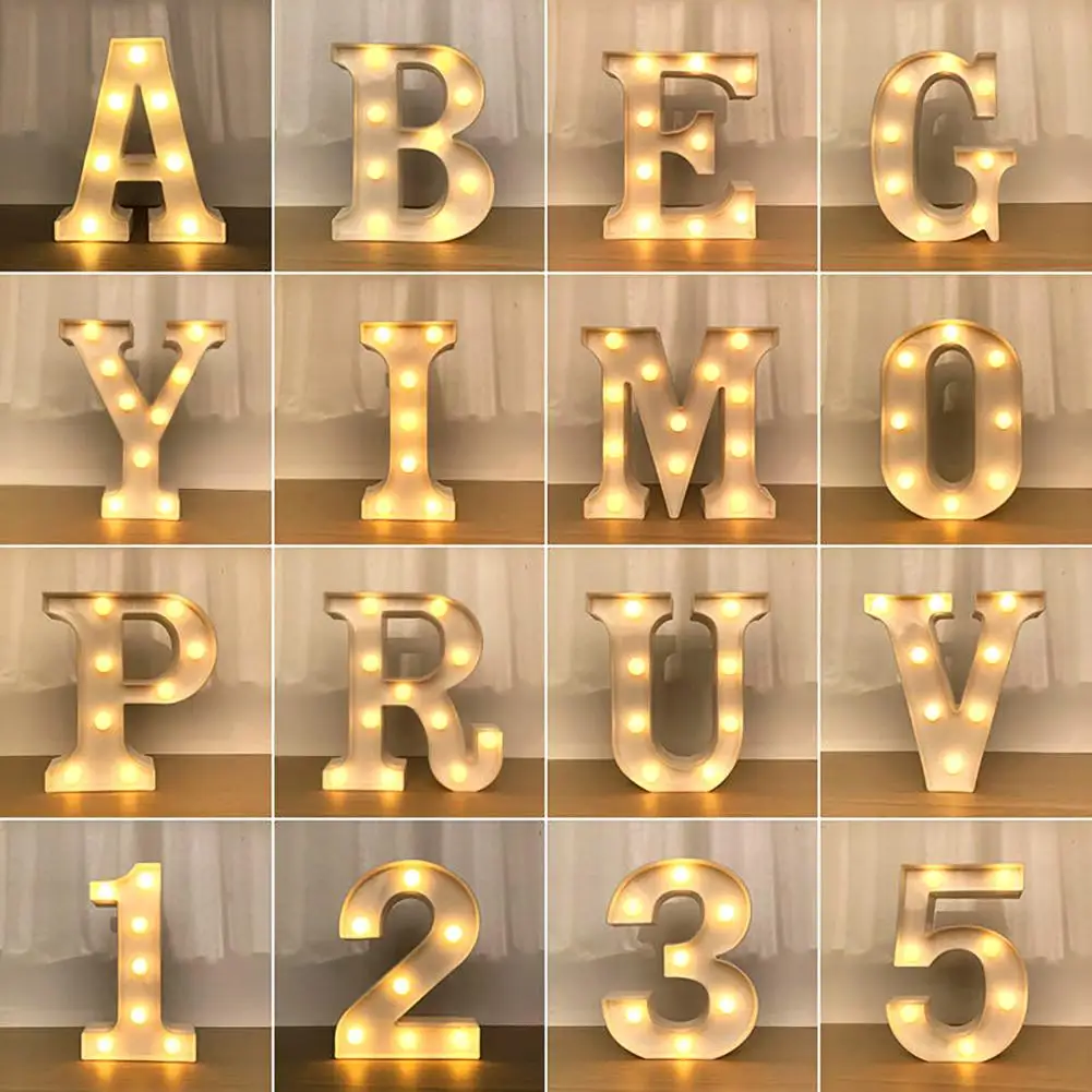 

Alphabet 26-Letter 0-9 Number LED Sign Wall Hanging Night Light Party Wedding Christmas Bar Home Holiday Decor