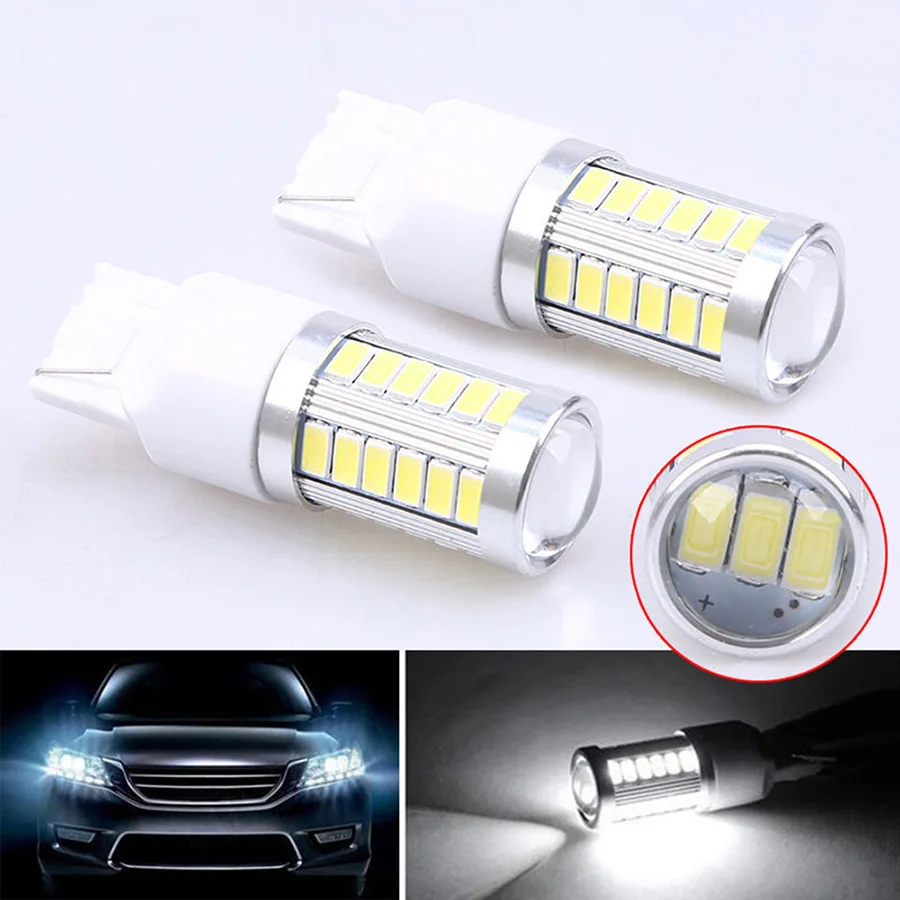 2pcs T20 7440 W21W 7443 W21 5W 5630 Canbus Bulb Light 12V Car Brake Lights Turn Reverse Backup Lamp Light Bulbs White Red Yellow (14)