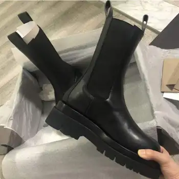

Spring Summer New Short Boots round Head Chelsea Boots Chunky Heel Mid-Tube Motorcycle Boots Women's Boots Fashion Martens Boots