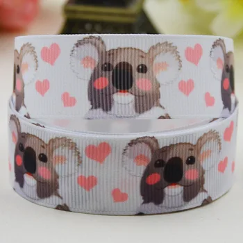 

22mm 25mm 38mm 75mm Ruban satin Koala bear Cartoon Printed grosgrain ribbon party decoration 10 Yards X-02394