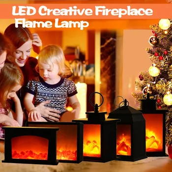 

New Year 2021 LED Creative Fireplace Flame Lamp Nordic Style Ornament Christmas Decoration for Bedroom Wall Corridor Home Decor