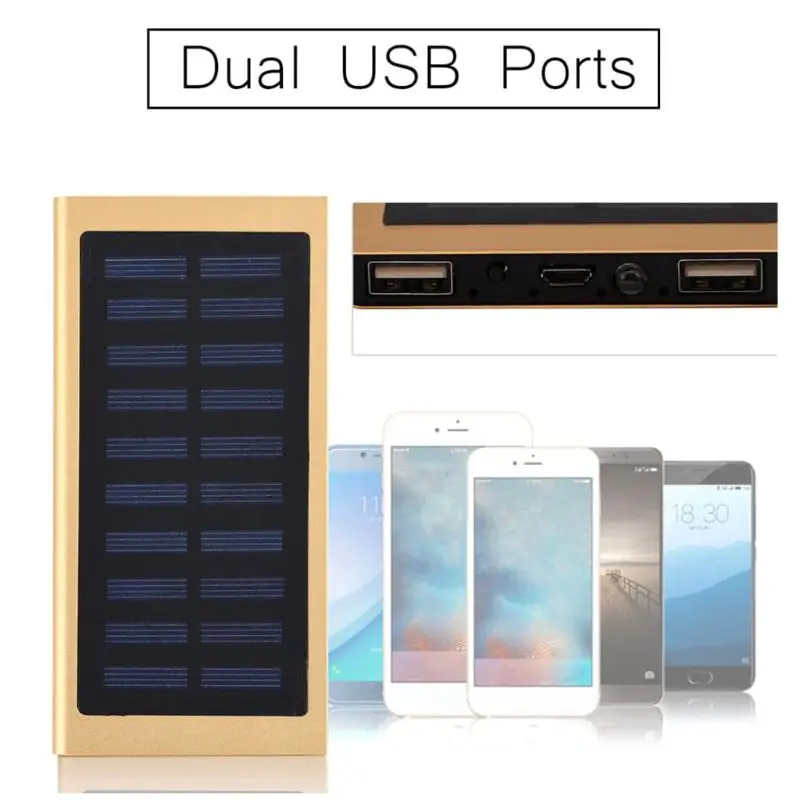 

(No Battery)Mobile Phone Power Bank Caase 10000mAh Dual USB Portable Fast Charge Solar Mobile Power Bank Metal Case DIY Kit