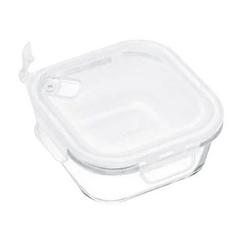 

Transparent Glass Lunch Box with Cover Microwave Oven Dedicated Square Storage Crisper JS22