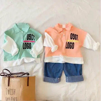 

2020 new girls boys patchwork t-shirt spring cotton fashion kids top 3-8t HJ508