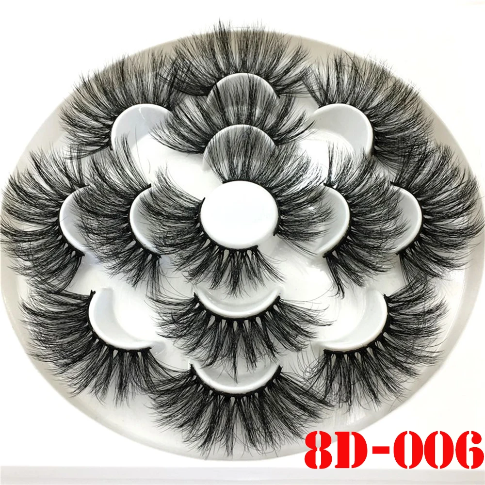 8D-006 NEW1/7 пар 3D натуральные норковые накладные ресницы 25 мм длинные ресницы для наращивания толстые пушистые ручные инструменты для макияжа глаз - Цвет: 8D-006