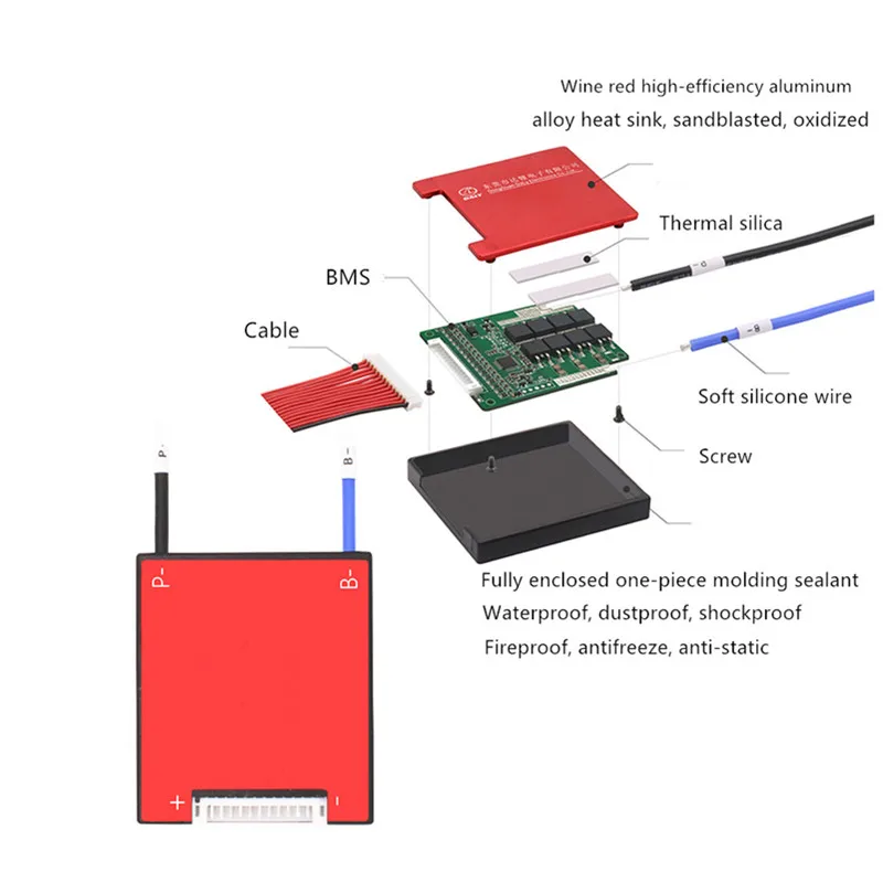 

Waterproof 7S 15A 25A 35A 45A 60A 24V Lithium Battery Protection Board BMS Electric Charge Li Lipo NiCoMn ion Cells with balance