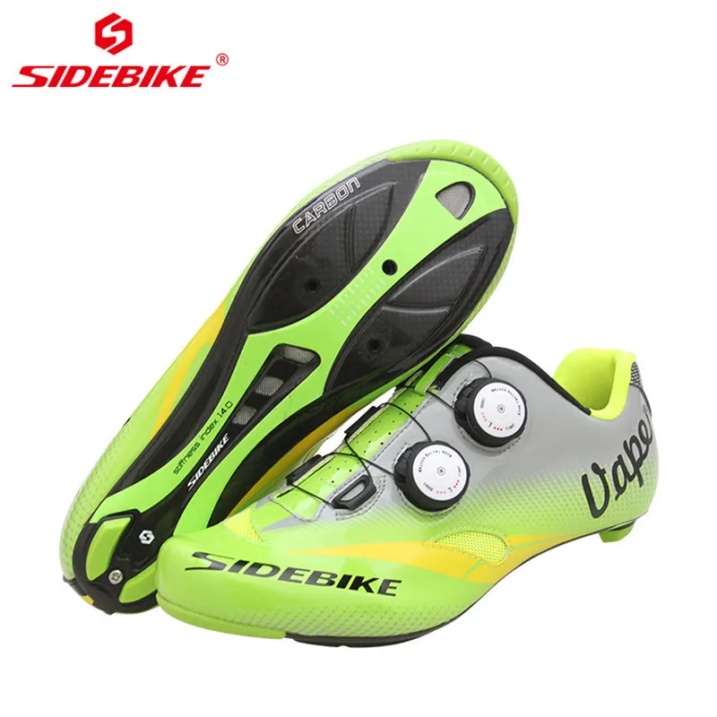 Road Bike Green Sidebike/Обувь для верховой езды для мужчин, шоссейные велосипедные кроссовки из углеродного волокна с замочком, велосипедные кроссовки Sapatilha Ciclismo Zapatillas для велоспорта 04 - Цвет: Road Bike Green