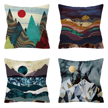 

4PC Mountains Print Pillows Decor Home Cushion Cover Decorations for home Linen Sofa Throw Pillow Home Decor housse de coussin