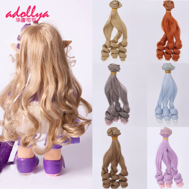 Adollya BJD Doll Accessories Curls Wigs Hair for Dolls Hair Row DIY High-Temperature Tress for Dolls Hair 15*100cm 1