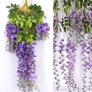 

12pcs Rattan Strip Wisteria Artificial Flower Vine For Wedding Home Party Kids Room Decoration DIY Craft Fake Flowers