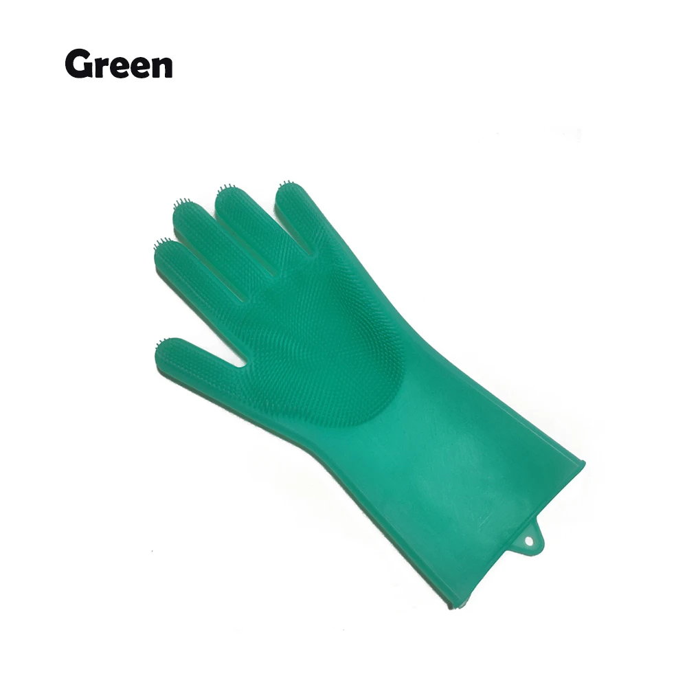 Green left 1 шт Силиконовые перчатки для мытья посуды с чистящей щеткой, перчатки для мытья кухонной посуды, перчатки для мытья посуды - Цвет: Green left