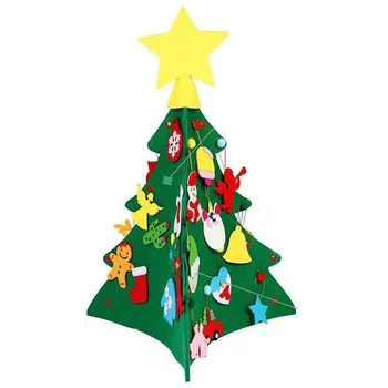 

3D DIY Felt Christmas Tree with Ornaments Kids New Year Toys Artificial Tree Xmas Gifts Door Wall Hanging Decorations