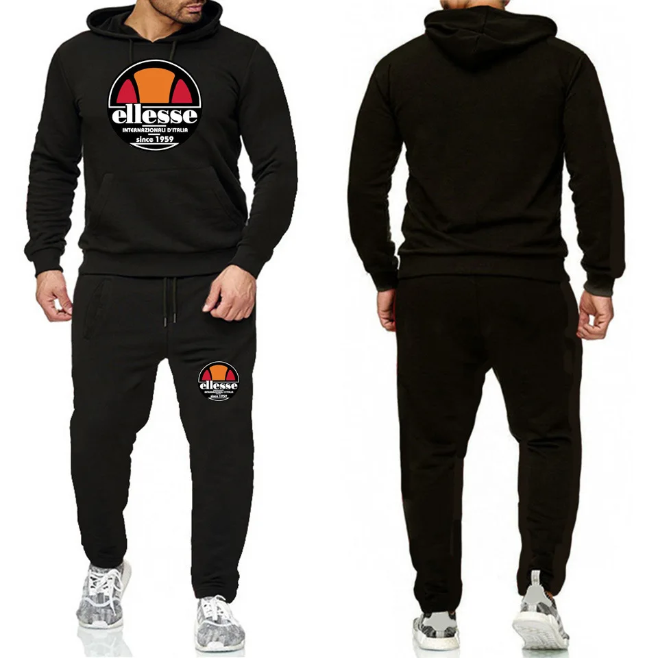 

2019 Ellesse Fall Sporting Suits Men Hip Hop Hooded Hoodies + Pants Tracksuits Autumn Casual Mens Sportswear Sets