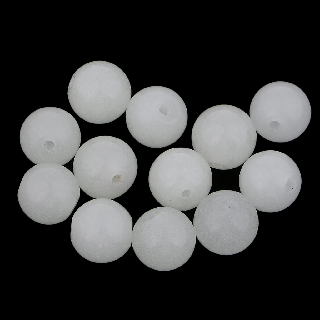 12 Pcs Round Luminous Stone Beads Fishing Lures Jewelry Findings