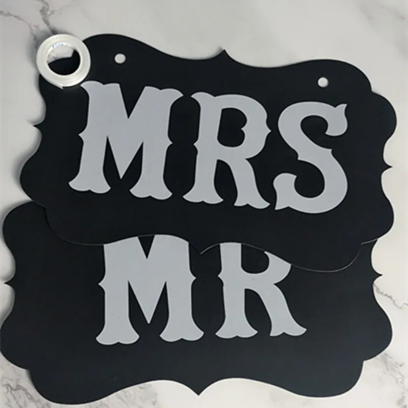 1 комплект 17X27 см Горячая MR MRS фото стенд реквизит свадебные украшения только что женатый фотостенд реквизит для свадебных фотографий партия поддерживает поставки - Цвет: MR MRS black