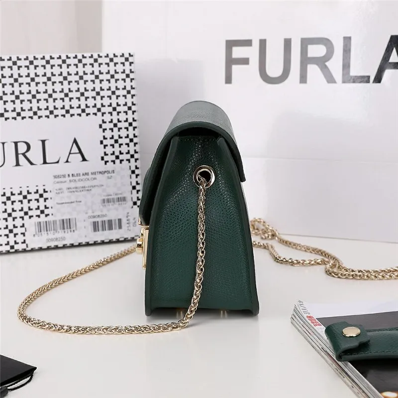 Оригинальные женские сумки FURLA, высококачественные женские кожаные сумки Furla, темно-зеленый цвет, размер S, 16,5 см x 12 см x 8 см
