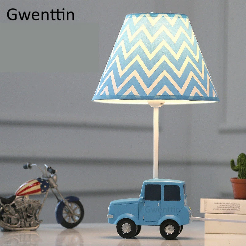 Мультяшная Автомобильная настольная лампа для детской комнаты для мальчиков, детская спальня, современные Настольная лампа, настольная Светодиодная лампа, Светильники для учебы, домашний декор - Цвет абажура: A