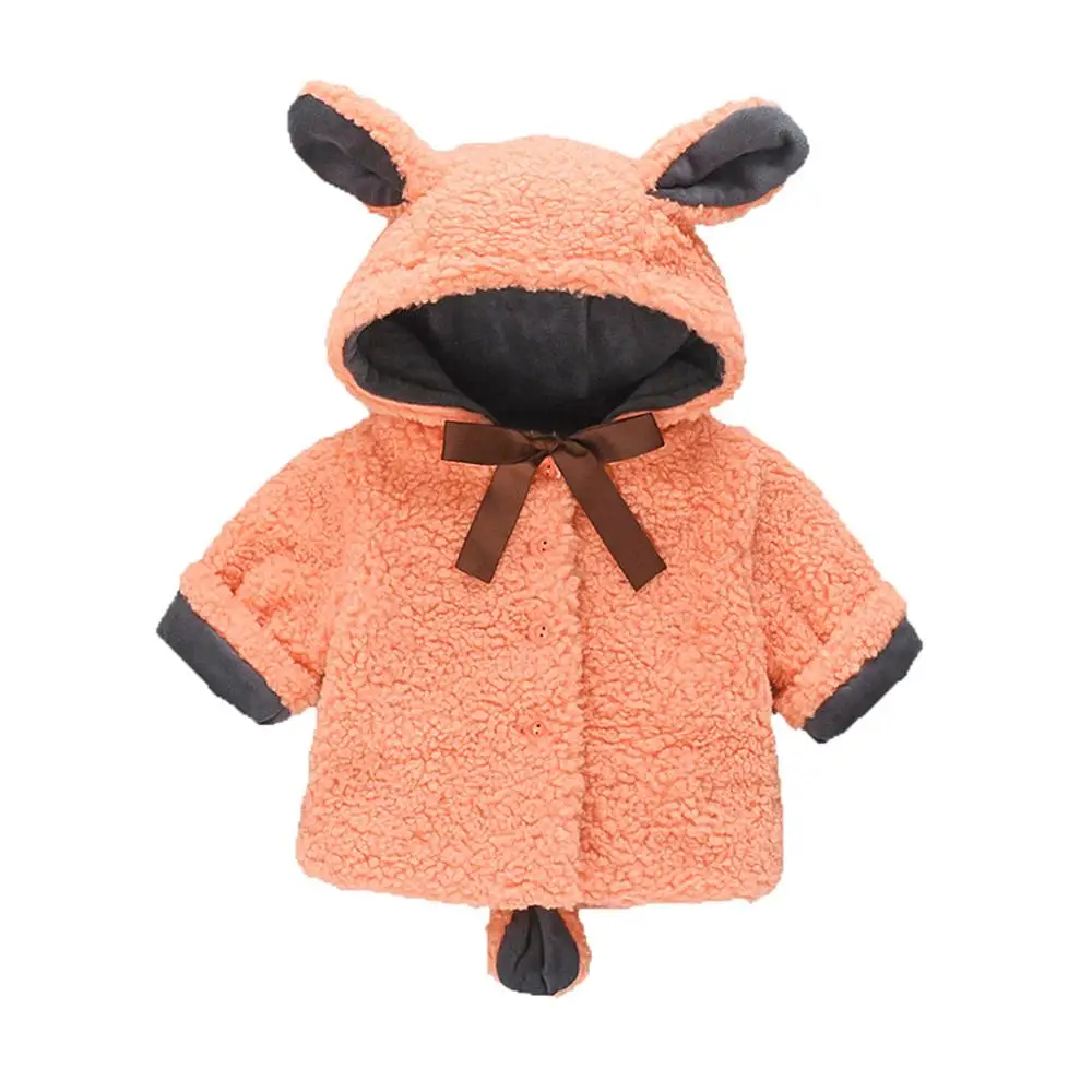 

Toddler Baby Girls Autumn Winter Solid Windproof Cute Coat Cartoon Hooded Warm Outwear Colorful Jacket Warm Clothes