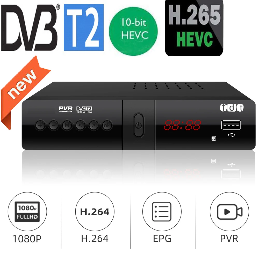Receptor Digital Suporta Dolby Ac3 Fta H.265 Hevc 10bit H264 Dvb t2 para Países Baixos França Checa Itália Etc Mais Novo H265 Dvb-t2