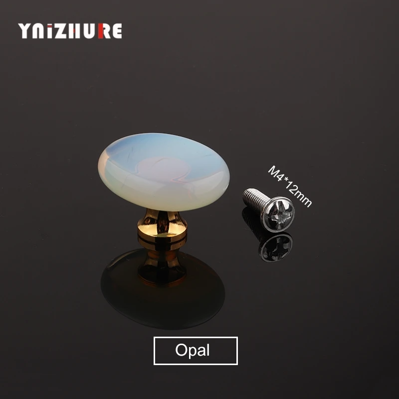 Opal Ручки ящика рейки из чистого природного камня с кристаллами, маленькая Подарочная коробка, декоративная ручка, ручка кухонного шкафа, кварцевый черный обсидиан - Цвет: Opal