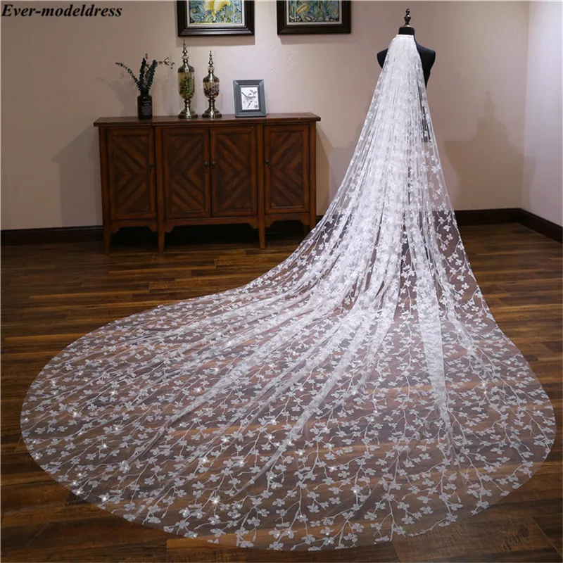 

Vintage Ivory Champagne Long Bridal Veils With Comb Glitter One Layer Wedding Veils Cut Edge Wedding Accessories Voile Mariage
