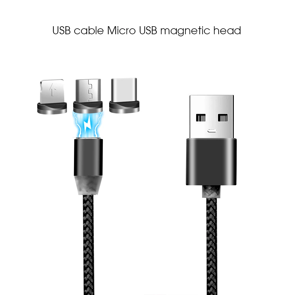 Универсальный 1 м Магнитный зарядный кабель Micro USB кабель для IPhone XR XS Max X Magnet charger usb type C кабель светодиодный провод для зарядки
