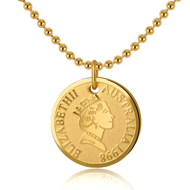 

Vintage Jewelry Queen Elizabeth II Pendant Necklace for Women Head Portrait Coin Choker Necklaces Gold Silver Bijou Accessory