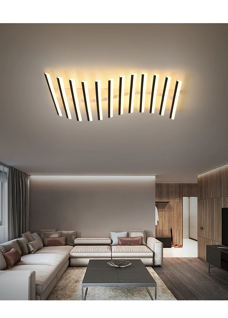 black chandelier Modern Simple Style Strip Design LED Chandelier For Living Room Bedroom Dining Room Kitchen Ceiling Lamp Remote Control Light chandeliers