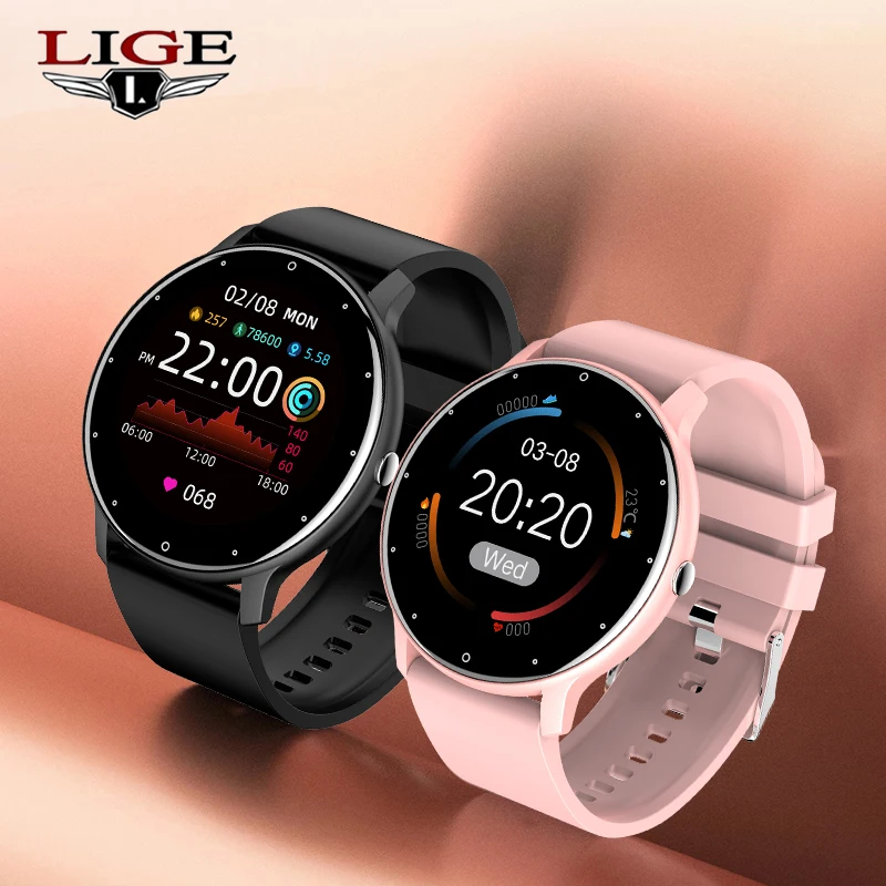 LIGE 2021 New Fashion Men Smart Watch Women Heart Rate Blood Pressure Multifunctional Ladies Sports Watch Waterproof Smartwatch