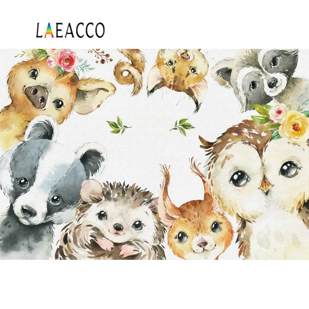 Laeacco фоны для фотосъемки день рождения ребенка акварель джунгли сафари плакат