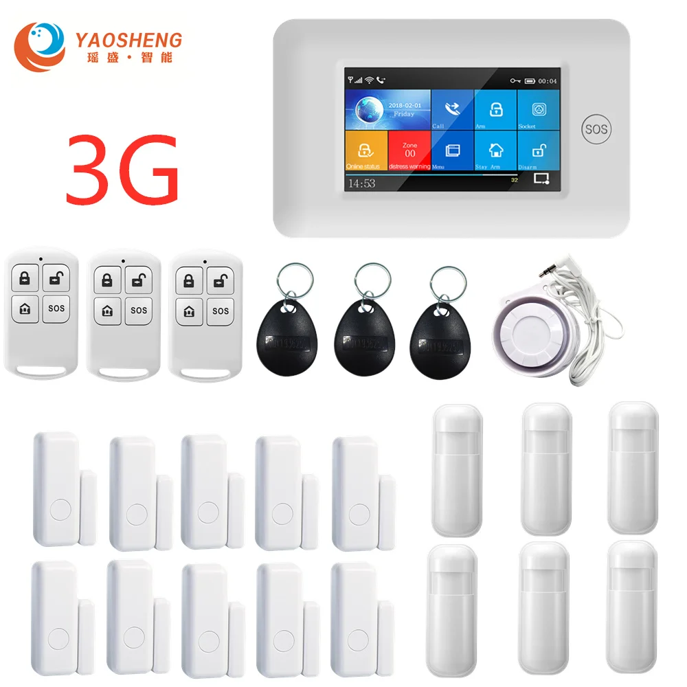  3G Version TFT All Touch Screen WIFI GPRS Wireless APP Remote Control Smart Home Security Alarm Sys - 4000083363610