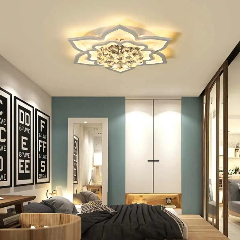 

Led Chandelier Crystal Lustre Lamp Home Decor Lighting Modern Living Room Bedroom Kitchen Light Fixtures White Acrylic Metal