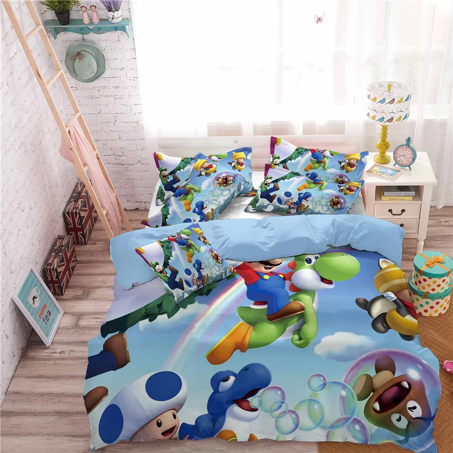 HELENGILI 3D Bedding Set Mario Party Print Duvet Cover Set Bedcloth with Pillowcase Bed Set Home Textiles #MLA34 HELENGILI 3D Bedding Set Mario Party Print Duvet Cover Set Bedcloth with Pillowcase Bed Set Home Textiles #MLA34